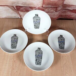 4 Set Crate and Barrel 6.75" Shake Plates Shaken Not Stirred Cocktail Appetizer
